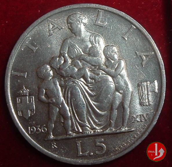 5 lire famiglia 1936 (Roma)