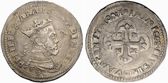 10 reali (2° tipo) 1556-1598 (Cagliari)