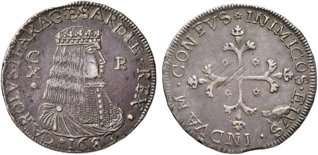 10 reali (2° tipo) 1683 (Cagliari)