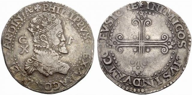 10 reali (3° tipo) 1556-1598 (Cagliari)