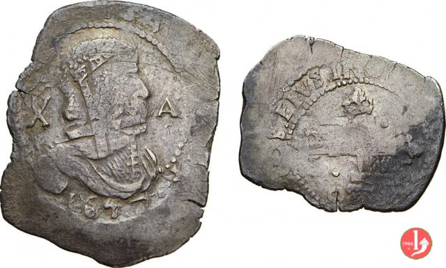 10 reali maltagliati (1° tipo) 1647 (Cagliari)