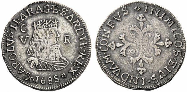 5 reali (2° tipo) 1685 (Cagliari)