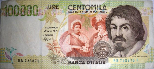 100.000 lire Caravaggio 1994