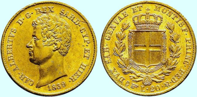 20 lire o Marengo 1839 (Torino)