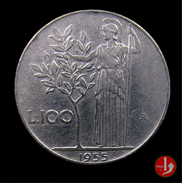 100 lire Minerva 1955 (Roma)