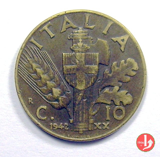 10 centesimi impero bronzital 1942 (Roma)