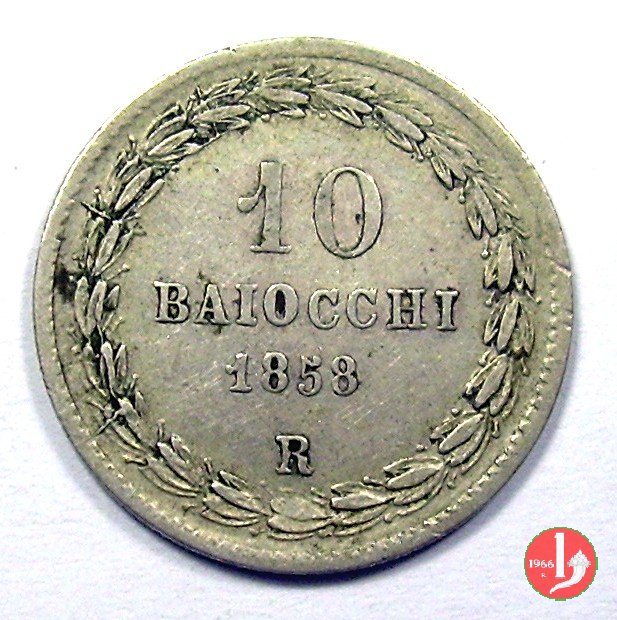 10 baiocchi (Giulio o Paolo) 1858 (Roma)