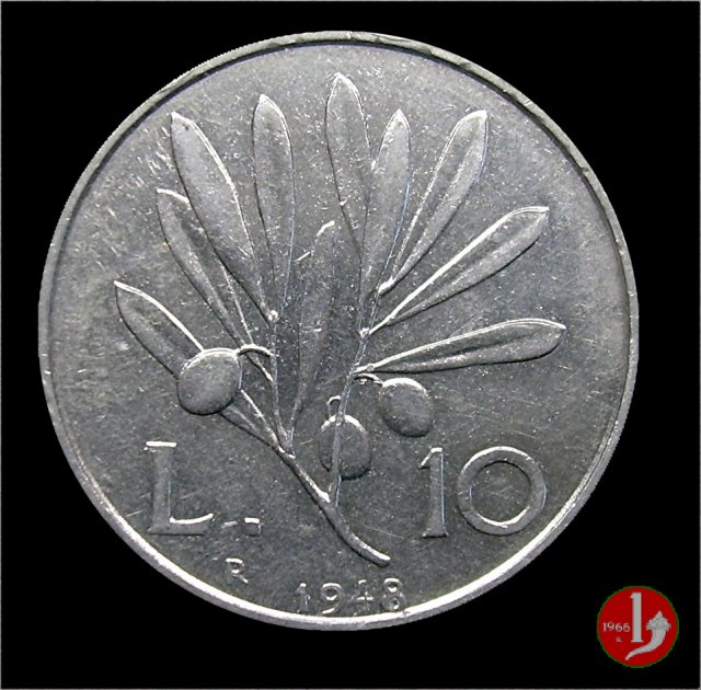 10 lire olivo 1948 (Roma)