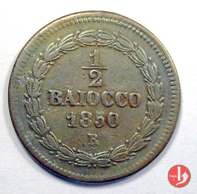 1/2 baiocco scudo a targa 1850 (Roma)