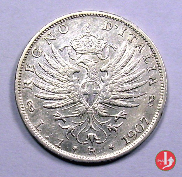 1 lira aquila sabauda 1907 (Roma)