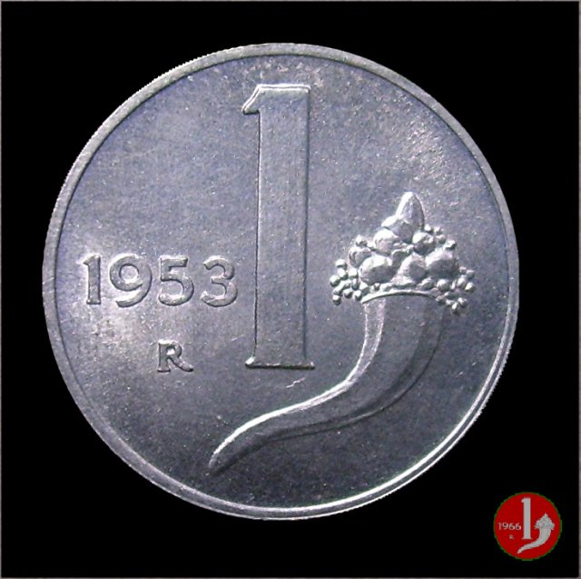 1 lira cornucopia 1953 (Roma)