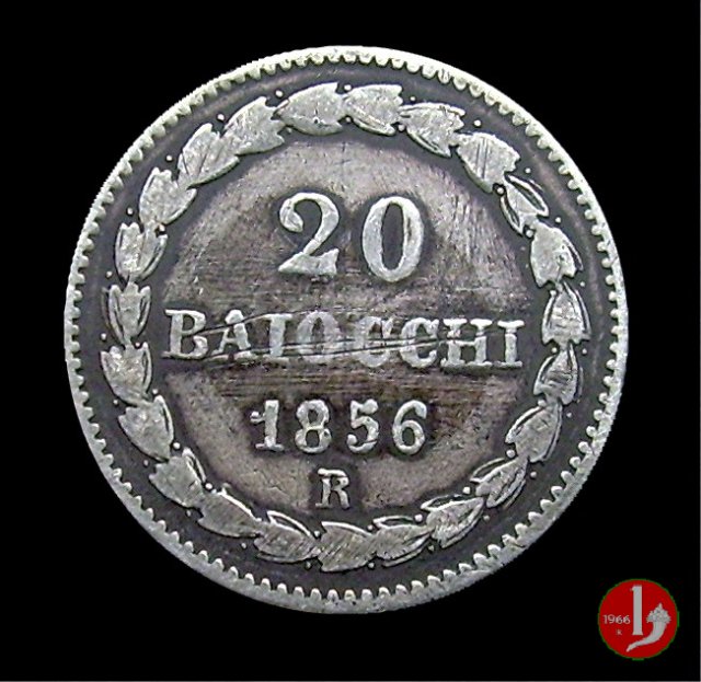 20 baiocchi (Doppio Giulio del 1° tipo) 1856 (Roma)