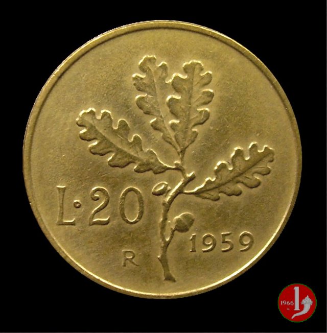 20 lire quercia 1959 (Roma)