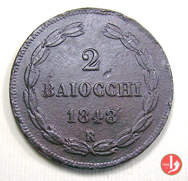 2 baiocchi 1° tipo 1848 (Roma)