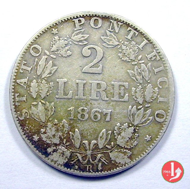 2 lire 1867 (Roma)