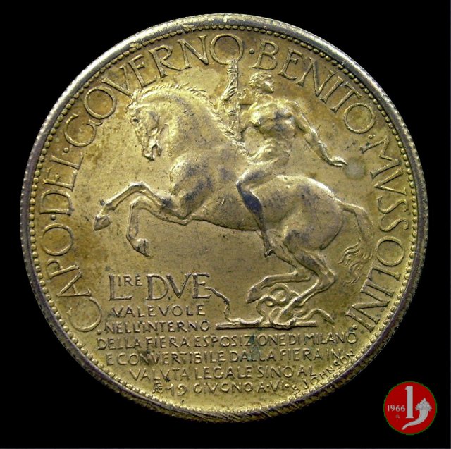 2 lire - esposizione di Milano del 1928 1928 (Johnson)
