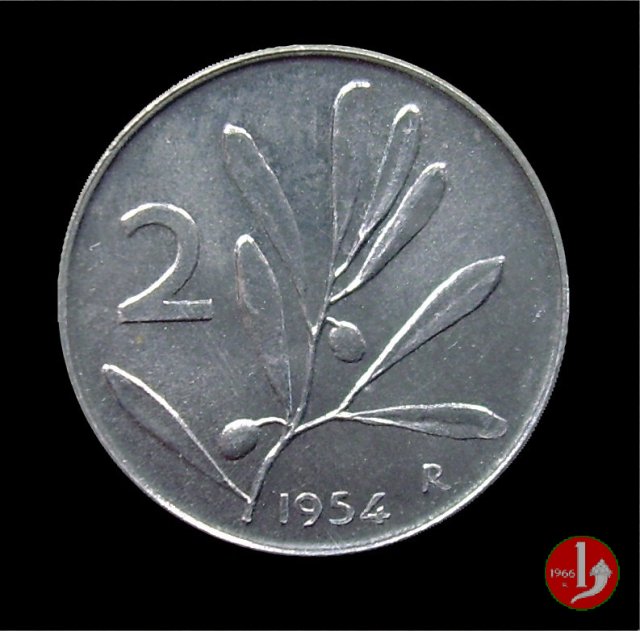 2 lire olivo 1954 (Roma)