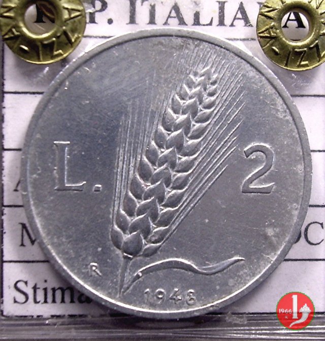 2 lire spiga 1948 (Roma)