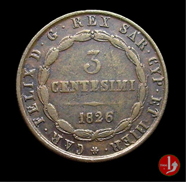 3 centesimi 1826 (Torino)