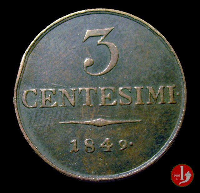 3 centesimi 1849 (Milano)