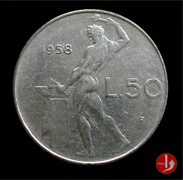 50 lire Vulcano 1958 (Roma)