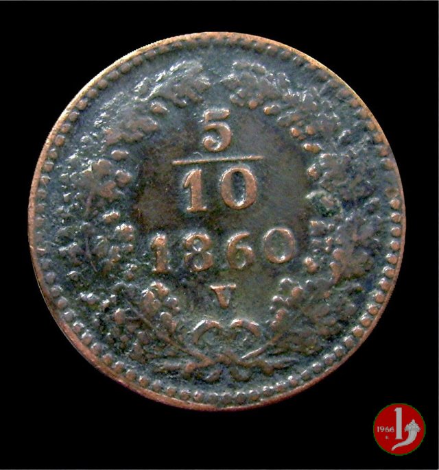 5/10 di Kreuzer o 1 Carantano 1860 (Venezia)