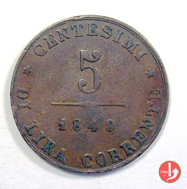 5 centesimi di lira corrente 1849 (Venezia)