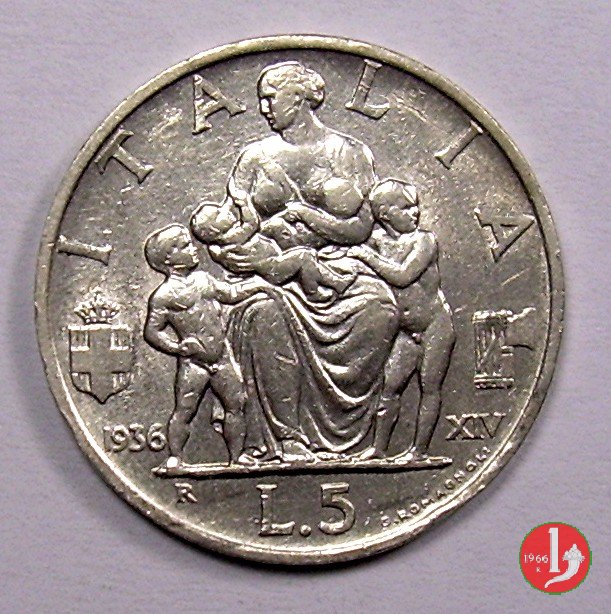 5 lire famiglia 1936 (Roma)