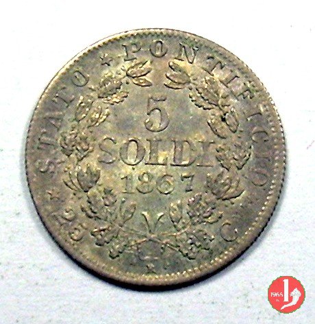 5 soldi o 25 centesimi 1867 (Roma)