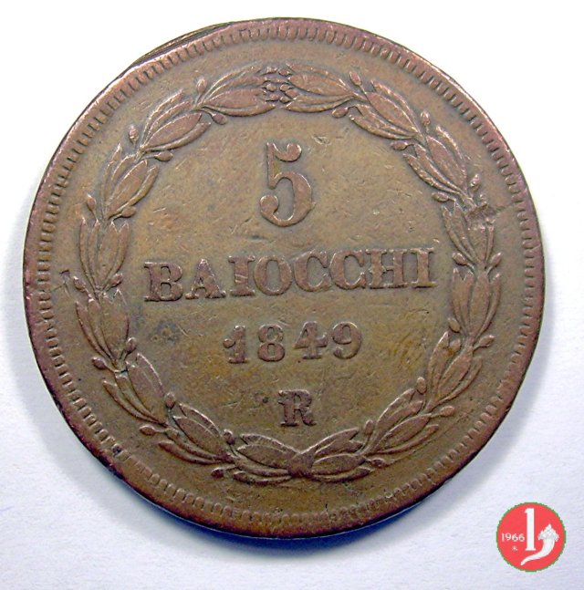 5 baiocchi 1° tipo 1849 (Roma)