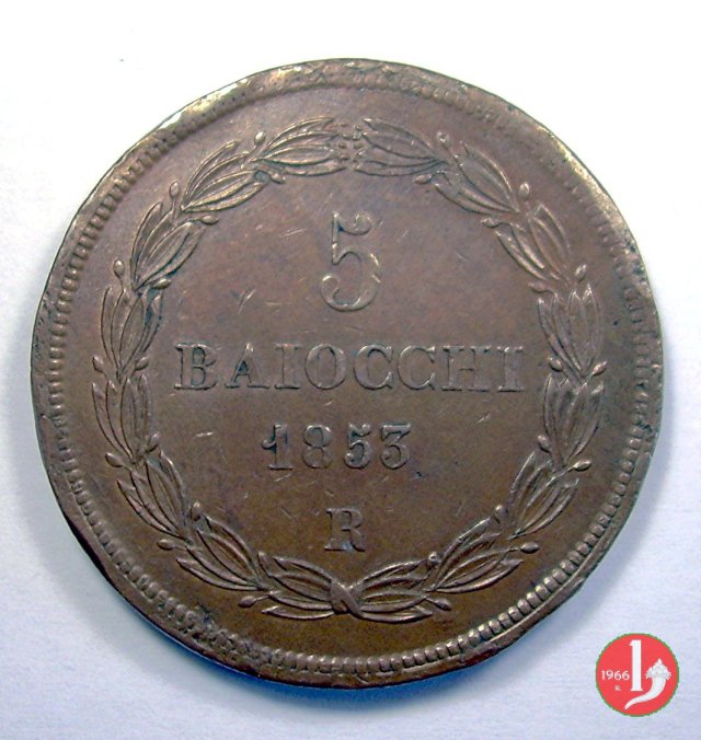 5 baiocchi 2° tipo 1853 (Roma)