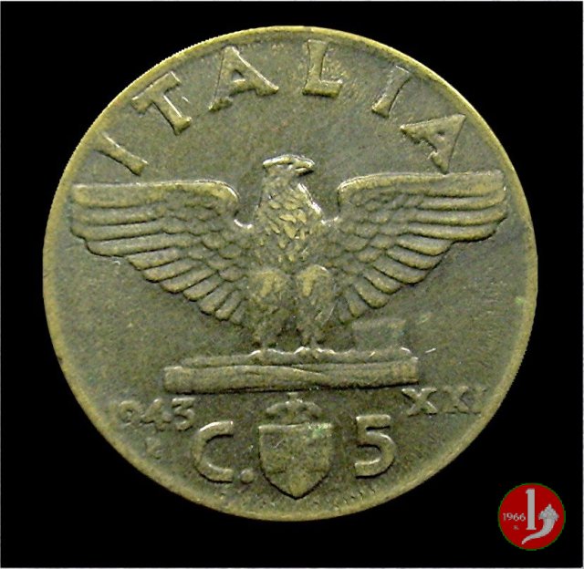 5 centesimi impero bronzital 1943 (Roma)