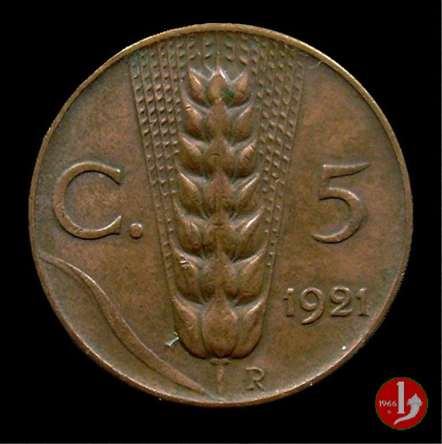 5 centesimi spiga 1921 (Roma)