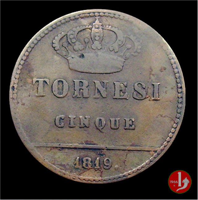 5 tornesi II tipo 1819 (Napoli)