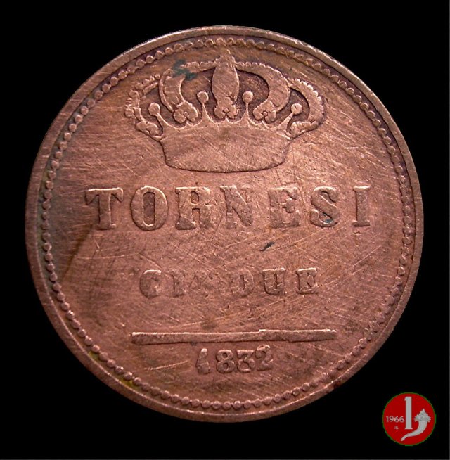 5 Tornesi 1832 (Napoli)