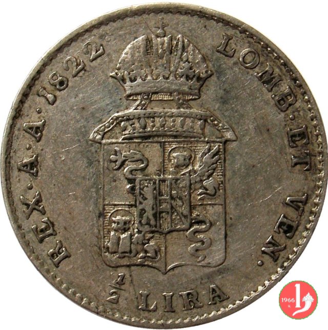 1/2 lira 1822 (Venezia)