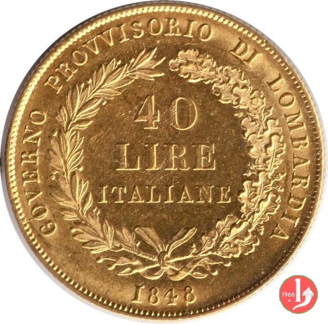 40 lire italiane 1848 (Milano)