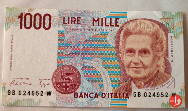 1.000 lire Maria Montessori 1990