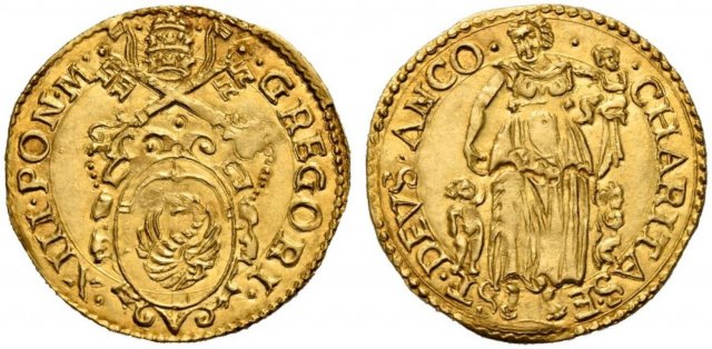 Scudo d'oro (senza data - Stemma e mascheroni) 1572-1585 (Ancona)