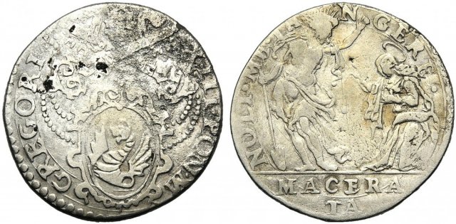 Testone (1581 - stemma e la Maddalena) 1581 (Macerata)