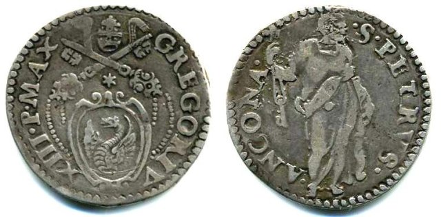 Testone (senza data - Pietro in piedi) 1 t. 1572-1585 (Ancona)