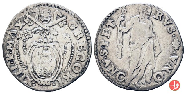 Testone (senza data - Pietro in piedi) 2 t. 1572-1585 (Ancona)