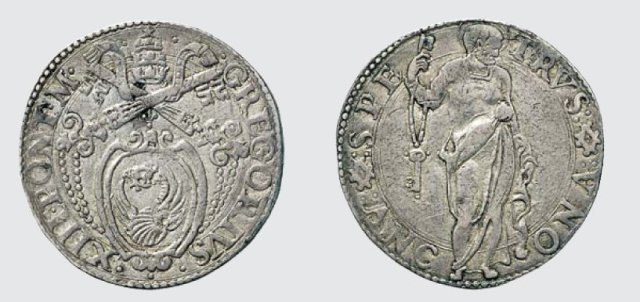 Testone (senza data - Pietro in piedi) 2 t. 1572-1585 (Ancona)