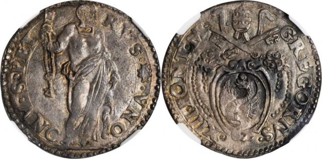 Testone (senza data - Pietro in piedi) 2 t. 1572-1585 (Ancona)