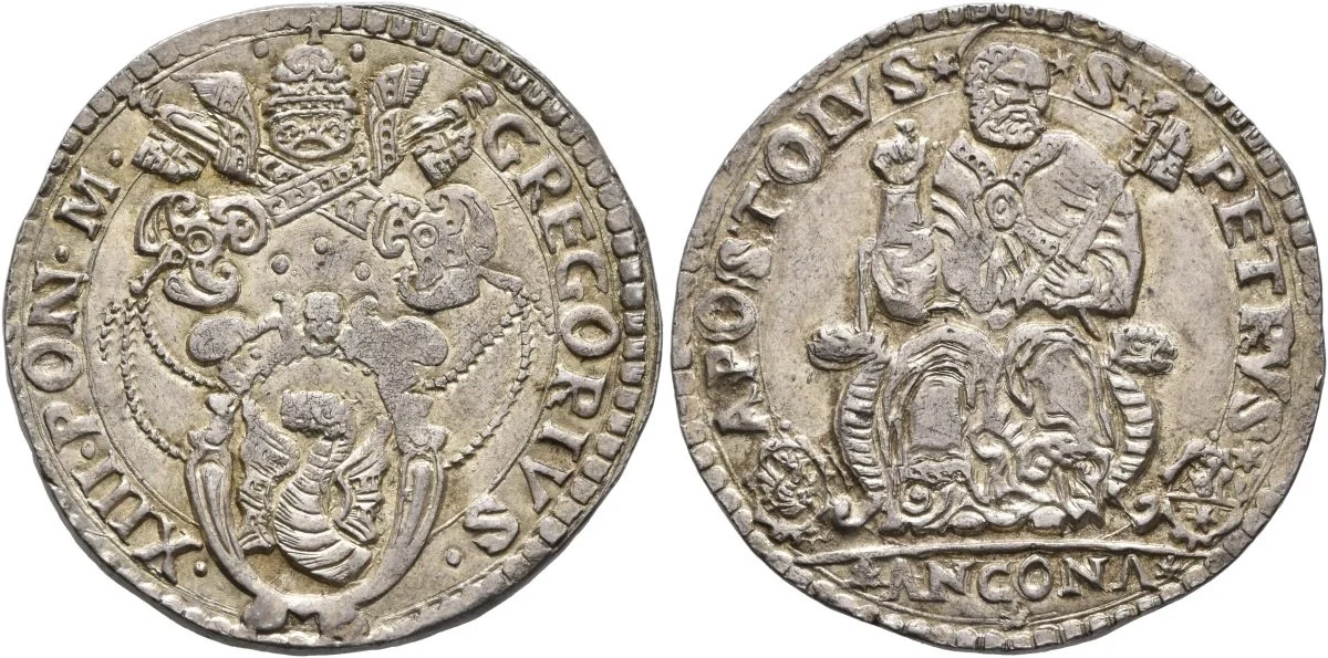 Testone (senza data - Pietro seduto) 1&deg; t. 1572-1585 (Ancona)