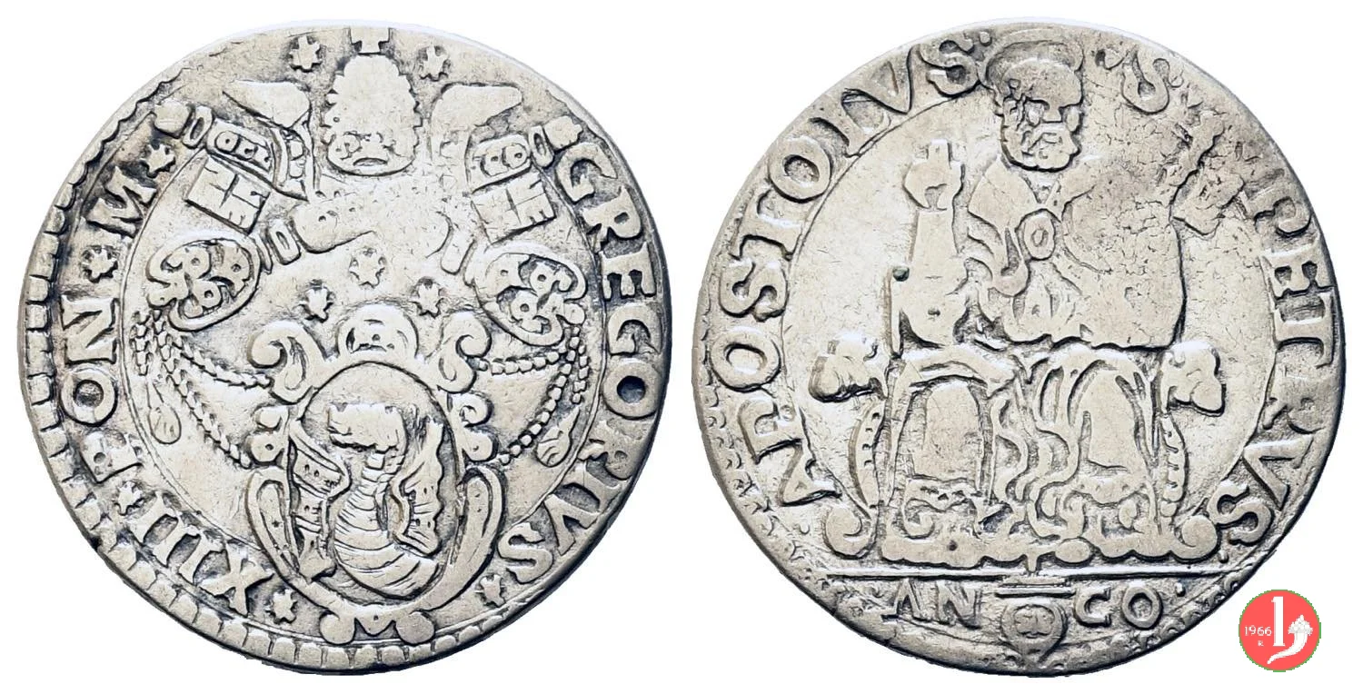 Testone (senza data - Pietro seduto) 3&deg; t. 1572-1585 (Ancona)
