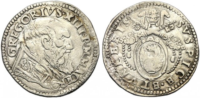 Testone (senza data - busto e stemma) 1572-1585 (Macerata)
