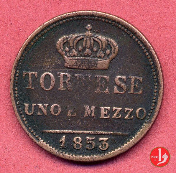 Tornese 1 e 1/2 1853 (Napoli)