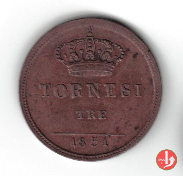 3 Tornesi 1851 (Napoli)