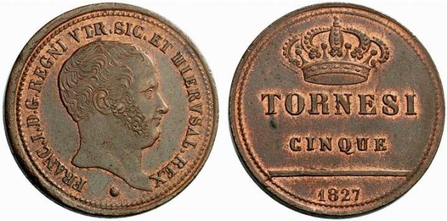 5 Tornesi 1827 (Napoli)